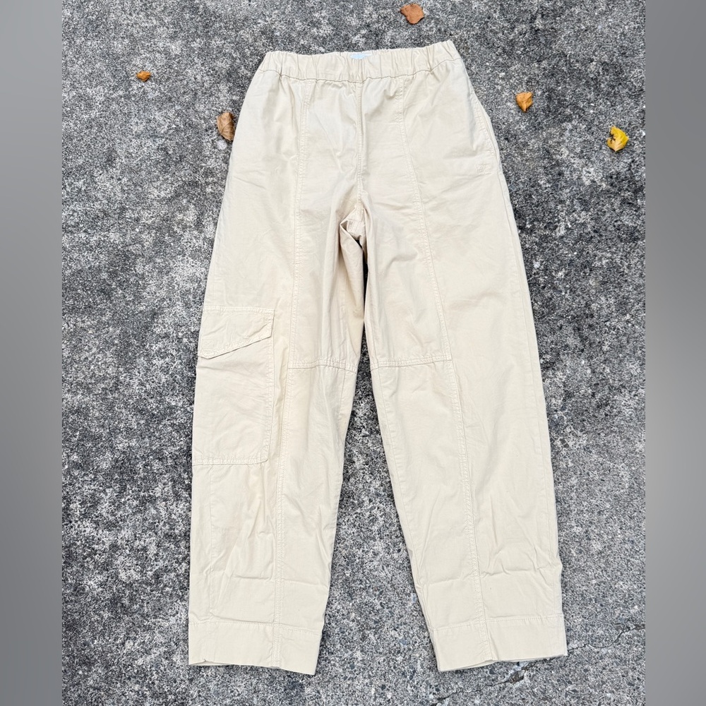 GANNI Washed Canvas Elasticated Curve Pants in Pale Khaki size 38 - Picture 5 of 12